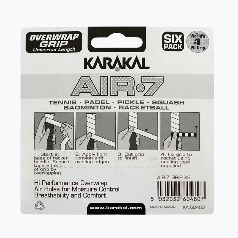 Fasce per squash Karakal Air 7 Overwrap Grip 6 pack orange 2