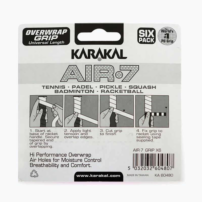 Fasce per squash Karakal Air 7 Overwrap Grip 6 pack lime 2