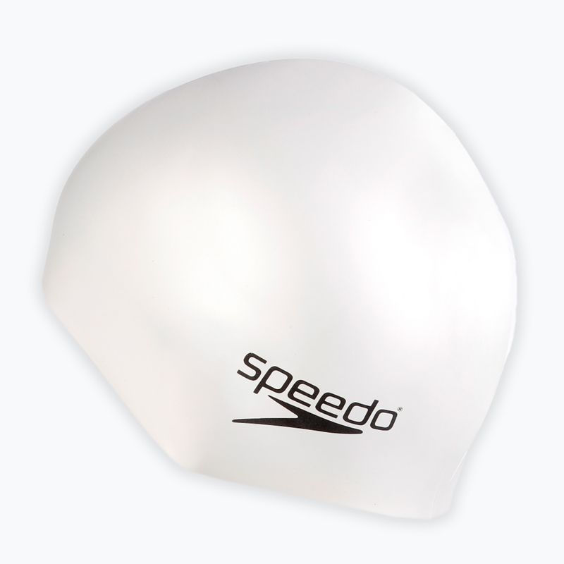 Cuffia Speedo Plain Flat in silicone bianco 3