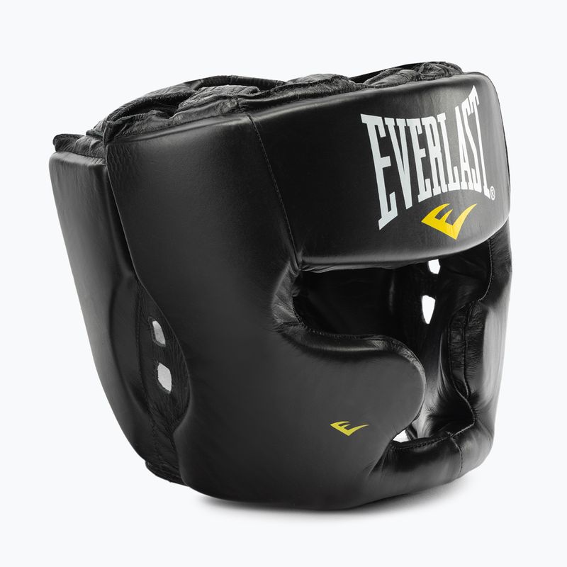 Casco da boxe in pelle Everlast da uomo con protezione guance e mento nero 350 BLK - S/M