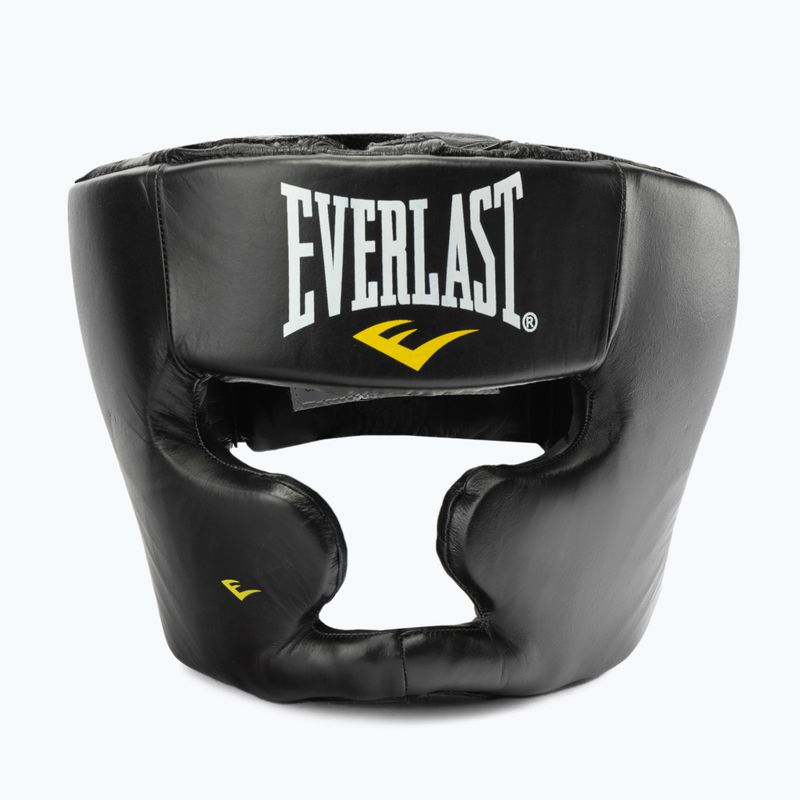 Casco da boxe in pelle Everlast da uomo con protezione guance e mento nero 350 BLK - S/M 2