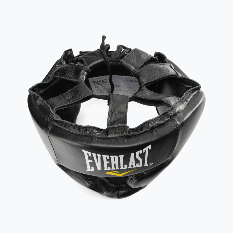 Casco da boxe in pelle Everlast da uomo con protezione guance e mento nero 350 BLK - S/M 5