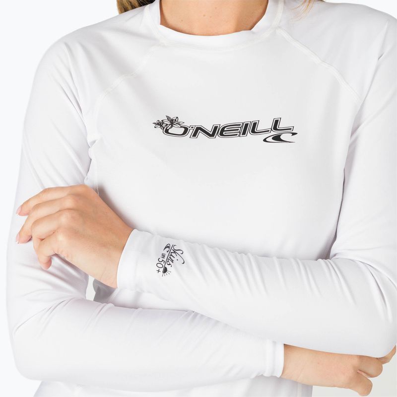 Costume da bagno donna a maniche lunghe O'Neill Basic Skins Rash Guard bianco 4