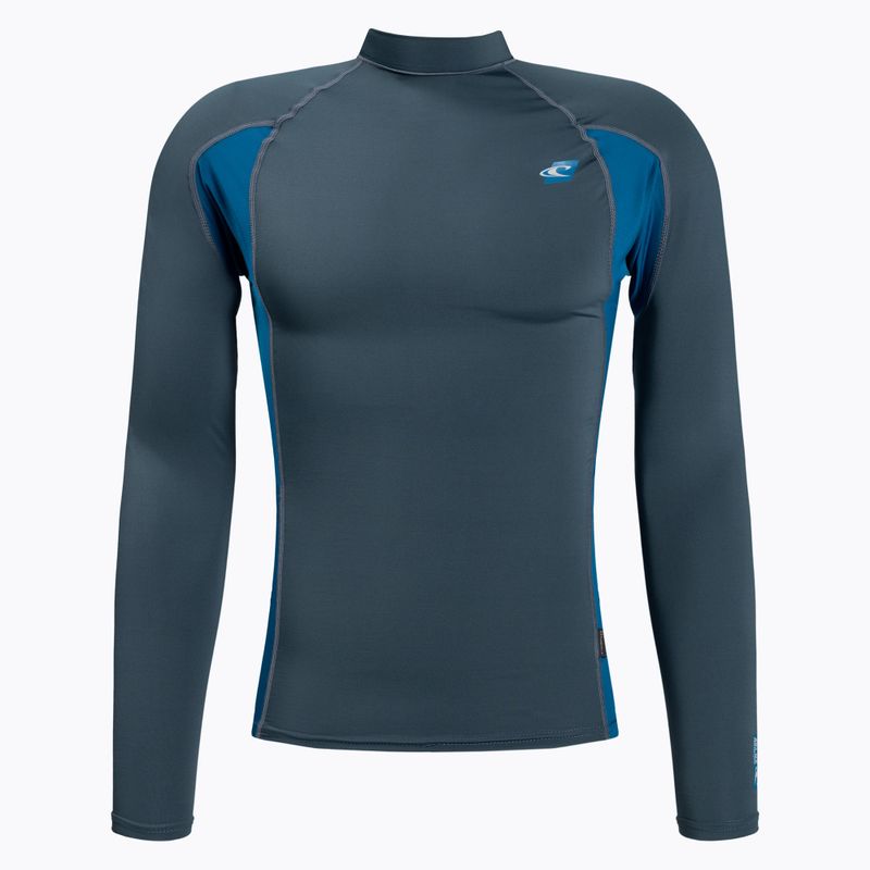 O'Neill Premium Skins Rash Guard a manica lunga da uomo per il nuoto, blu cadetto/blu ultra/cade