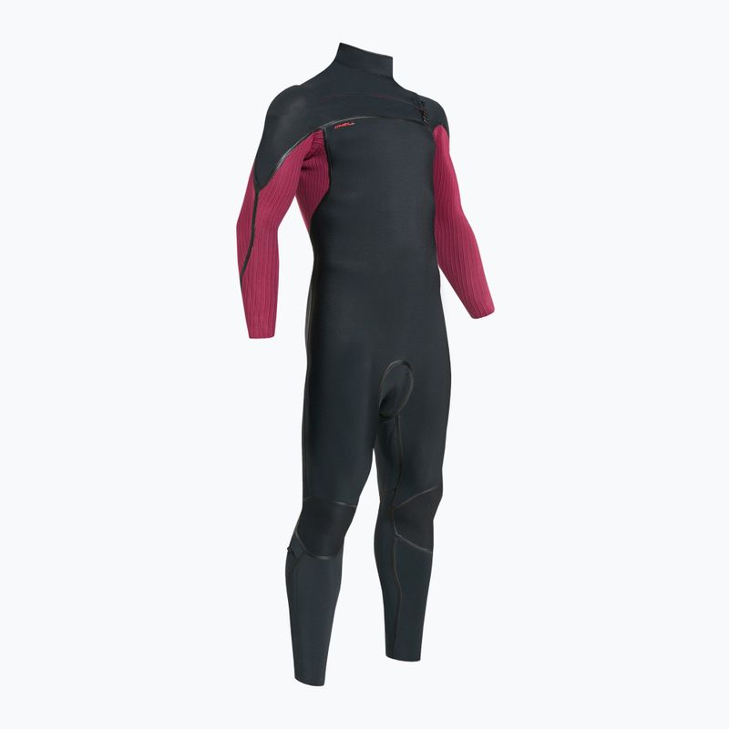 Muta uomo O'Neill Hyperfreak Fire 4/3+ Chest Zip Full nero/rosso scuro per il nuoto