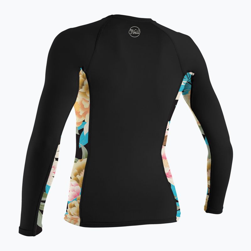 Nuoto donna manica lunga O'Neill Side Print Rash Guard nero/mikah floreale 2