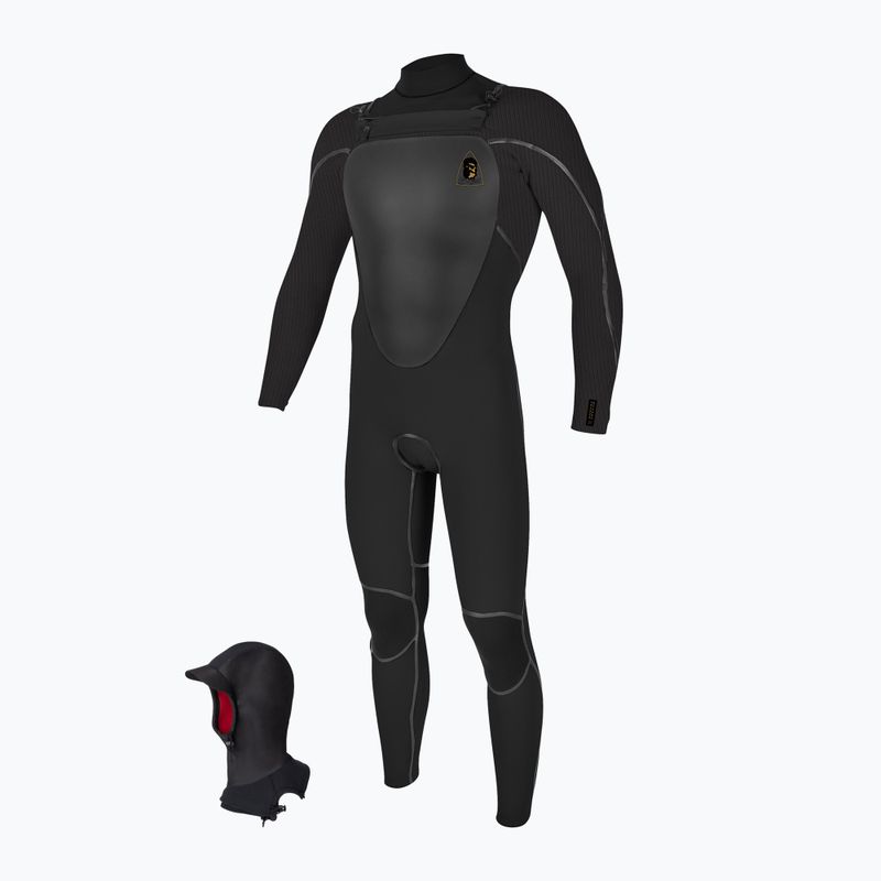 Mutanda da nuoto uomo O'Neill Mutant Legend 5/4 mm Chest Zip con cappuccio Full black/tempered steel