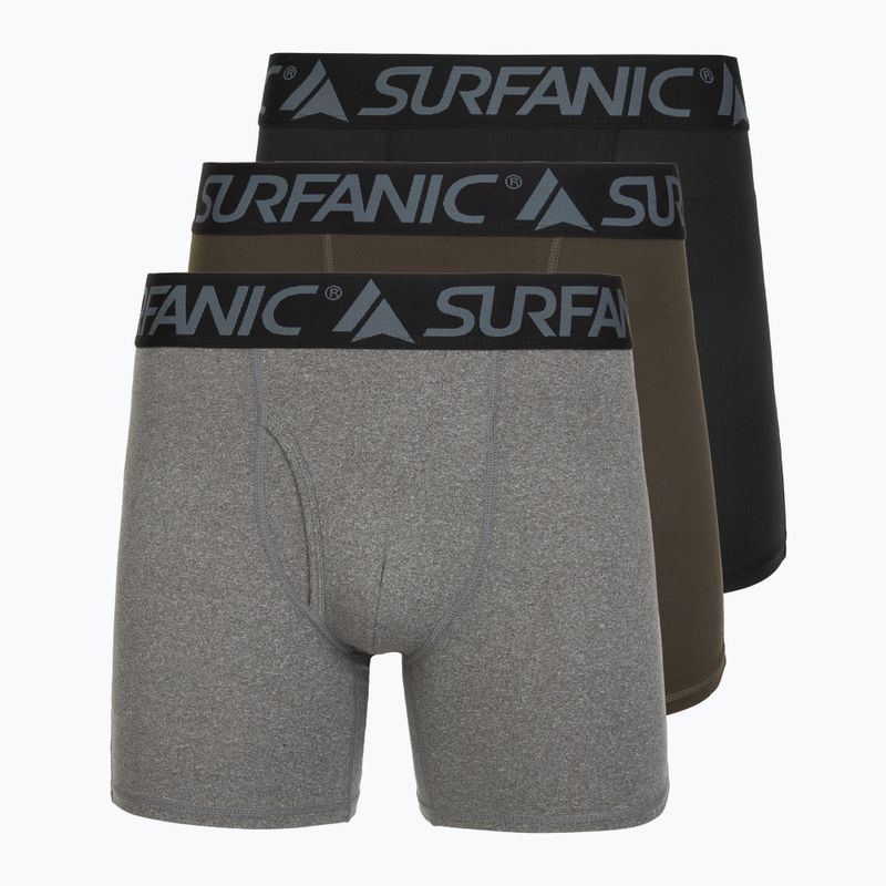 Boxer termici da uomo Surfanic Carbondri 3 paia black/grey/khaki