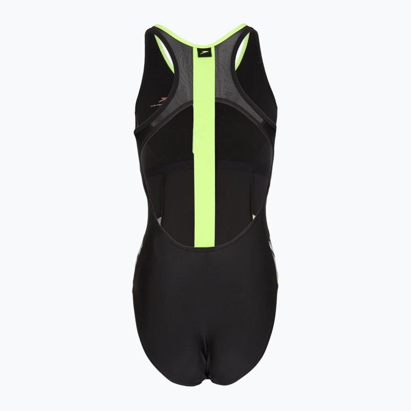 Speedo Reflect Wave nero/verde, costume intero da donna 2
