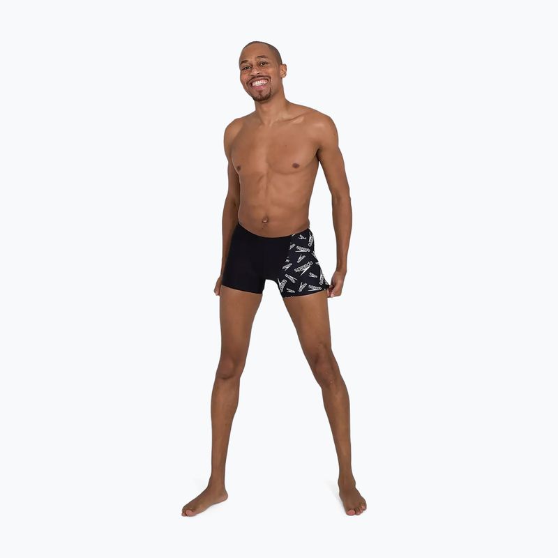 Boxer da bagno Speedo Allover V-Cut uomo bianco/nero 5