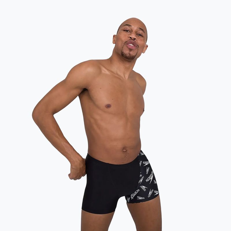 Boxer da bagno Speedo Allover V-Cut uomo bianco/nero 6