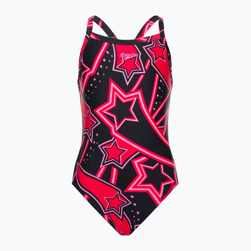 Costume intero da bambino Speedo Allover Xback nero/rosso
