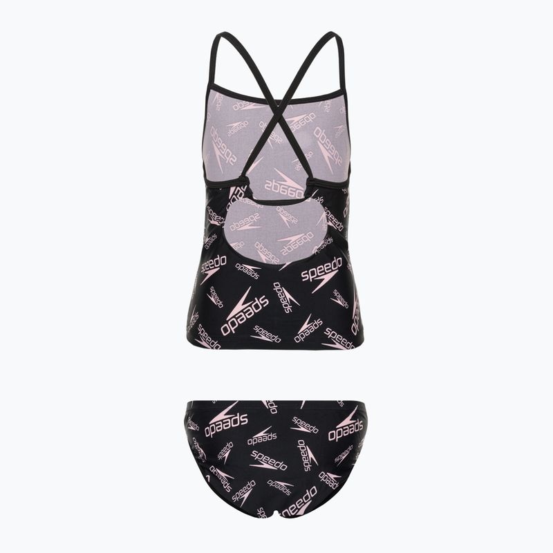 Speedo Printed Tie-Back Tankini nero/rosa, costume intero per bambini 2