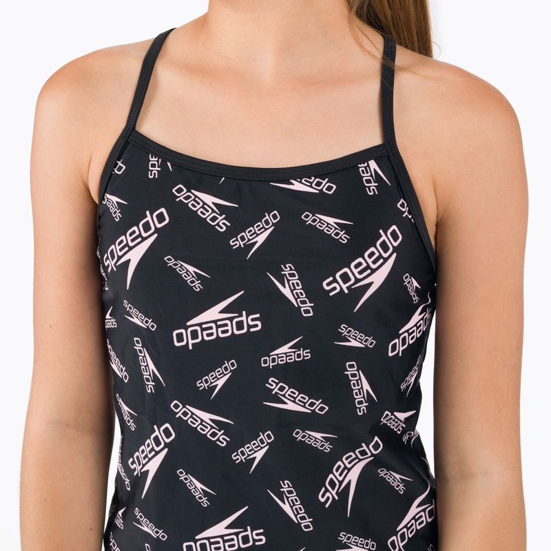Speedo Printed Tie-Back Tankini nero/rosa, costume intero per bambini 7