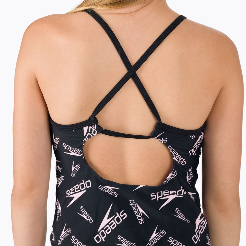 Speedo Printed Tie-Back Tankini nero/rosa, costume intero per bambini 8