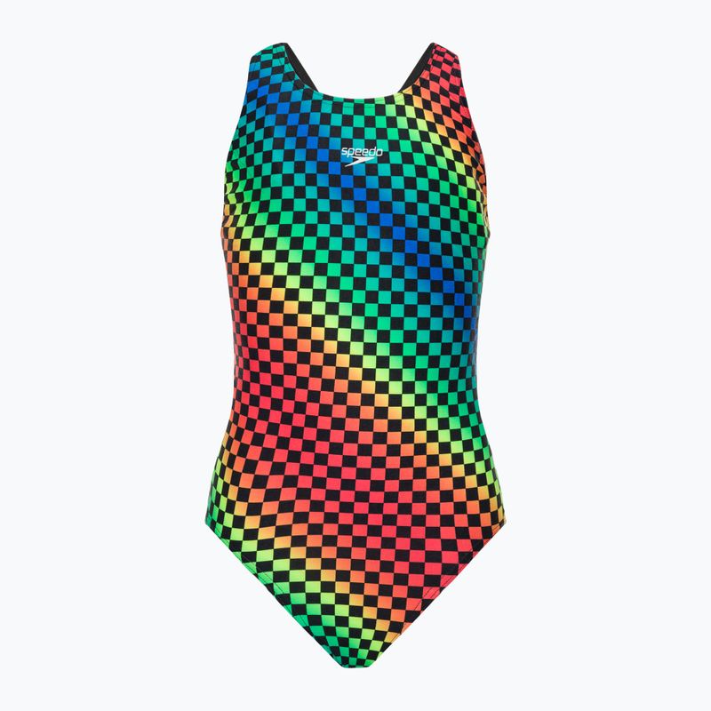 Costume intero Speedo Digital Allover Leaderback per bambini nero/giallo
