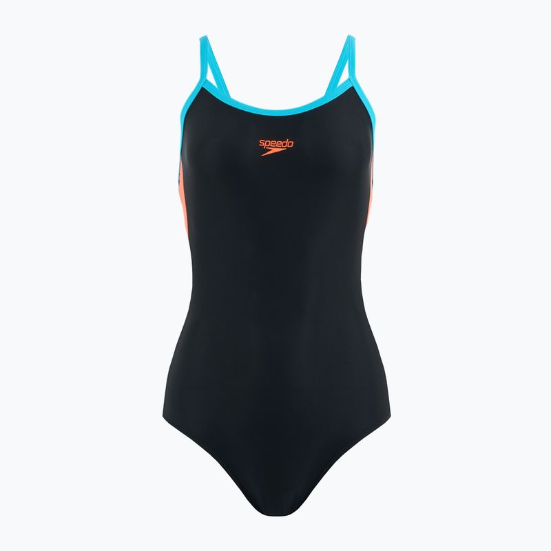 Costume intero Speedo donna Dive Thinstrap Muscleback nero / arancio vulcanico