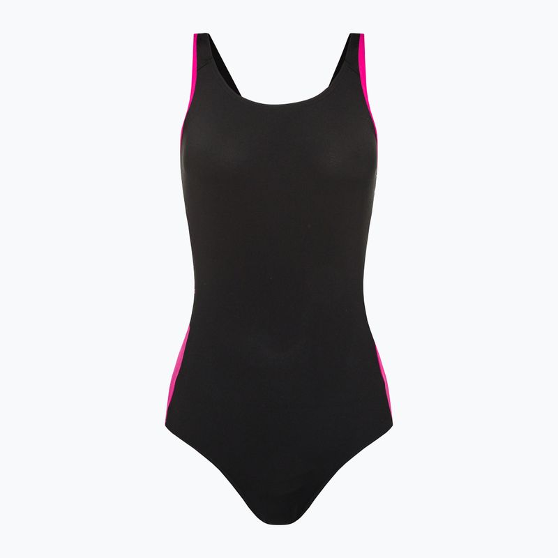 Speedo Boom Logo Splice Muscleback nero/rosa - costume intero da donna