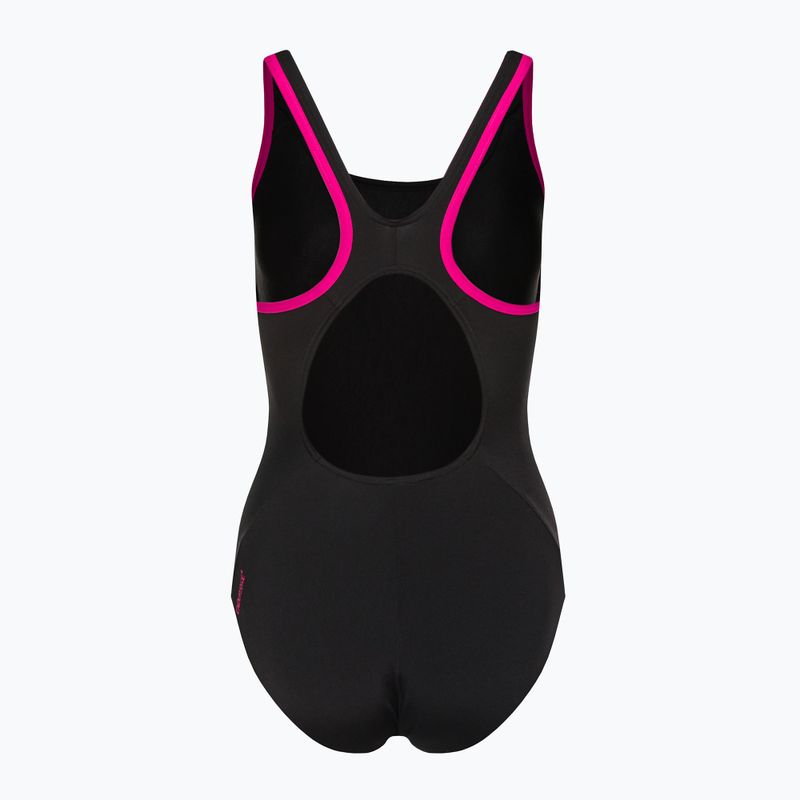 Speedo Boom Logo Splice Muscleback nero/rosa - costume intero da donna 2