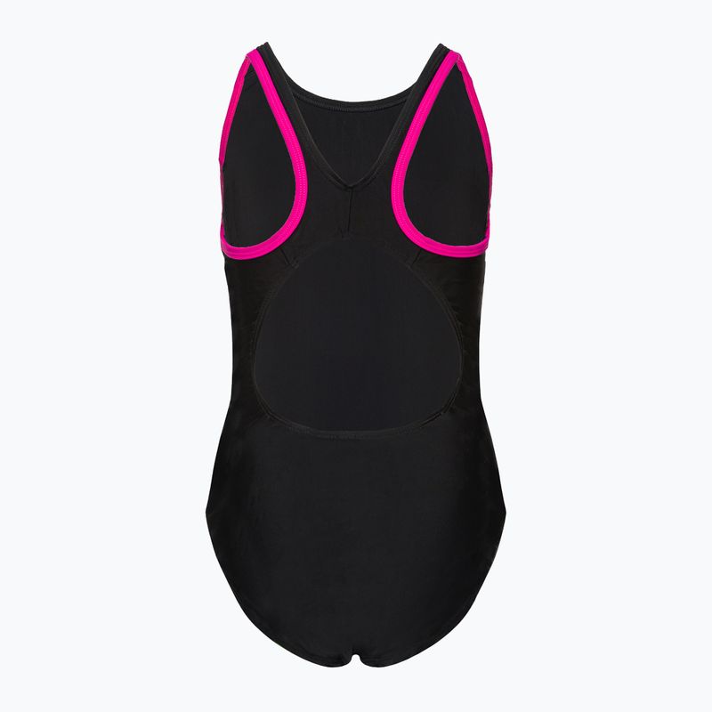 Speedo Boom Logo Splice Muscleback nero/rosa, costume intero per bambini 2