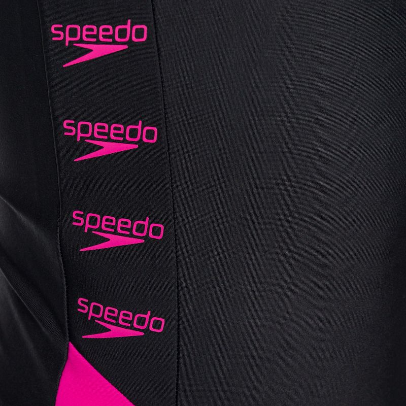 Speedo Boom Logo Splice Muscleback nero/rosa, costume intero per bambini 3