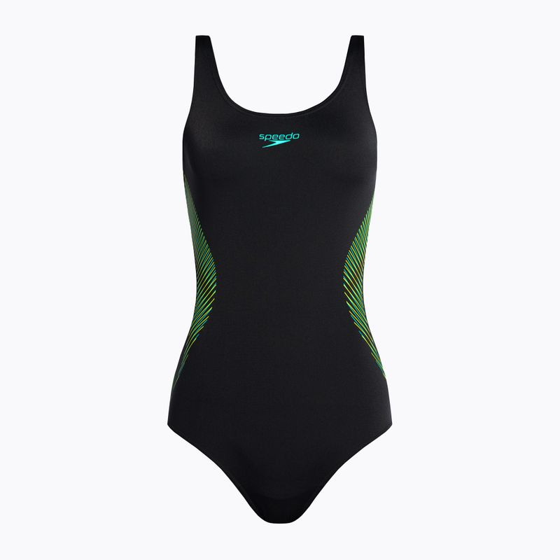 Speedo Placement Muscleback - costume intero da donna nero/tile/atomic lime