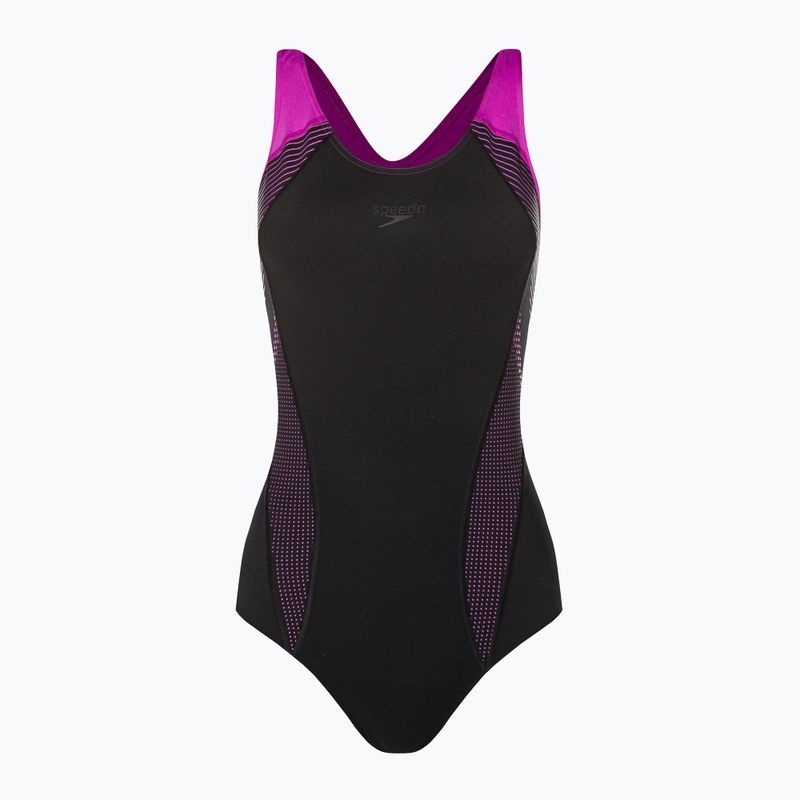 Costume intero Speedo Placement Laneback donna nero/rosa