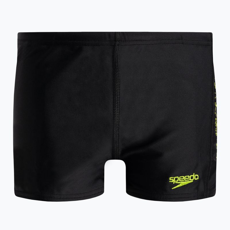 Speedo Plastisol Placement, costume da bagno per bambini nero/limone atomico/piastrella