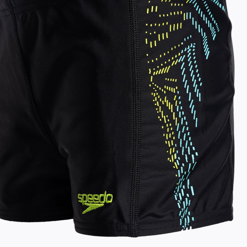 Speedo Plastisol Placement, costume da bagno per bambini nero/limone atomico/piastrella 3