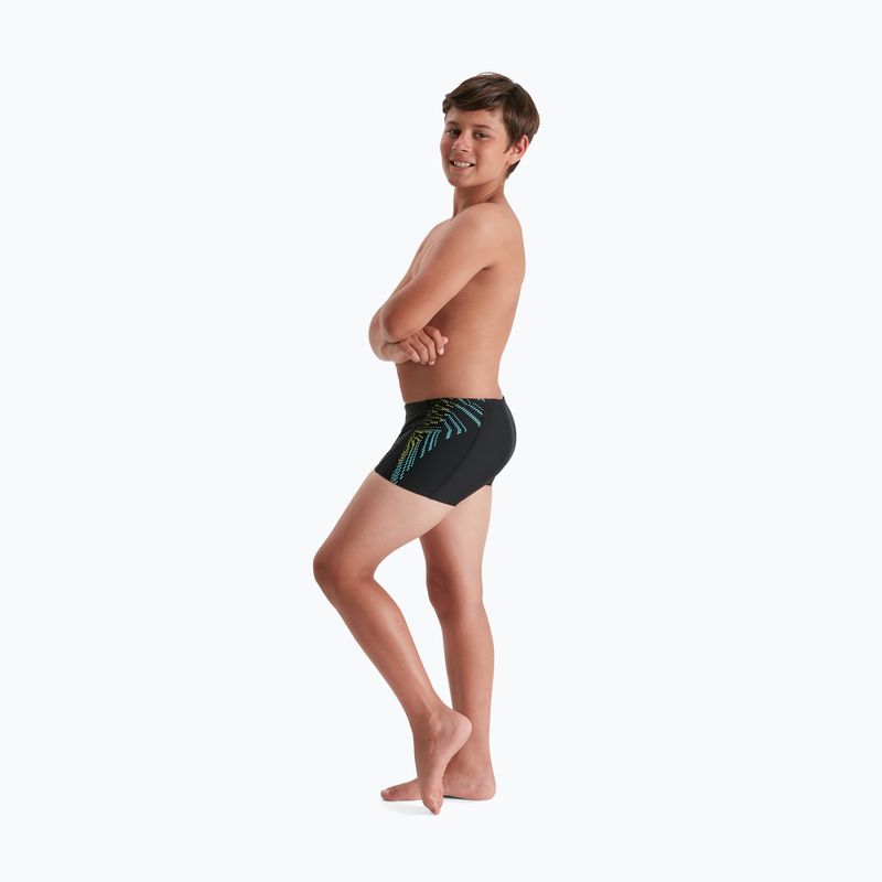 Speedo Plastisol Placement, costume da bagno per bambini nero/limone atomico/piastrella 7