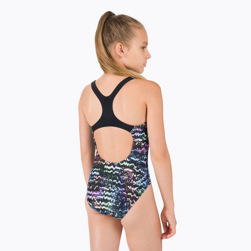 Speedo Allover Medalist wave nero/lapis/neon fire - costume intero da bambino 3