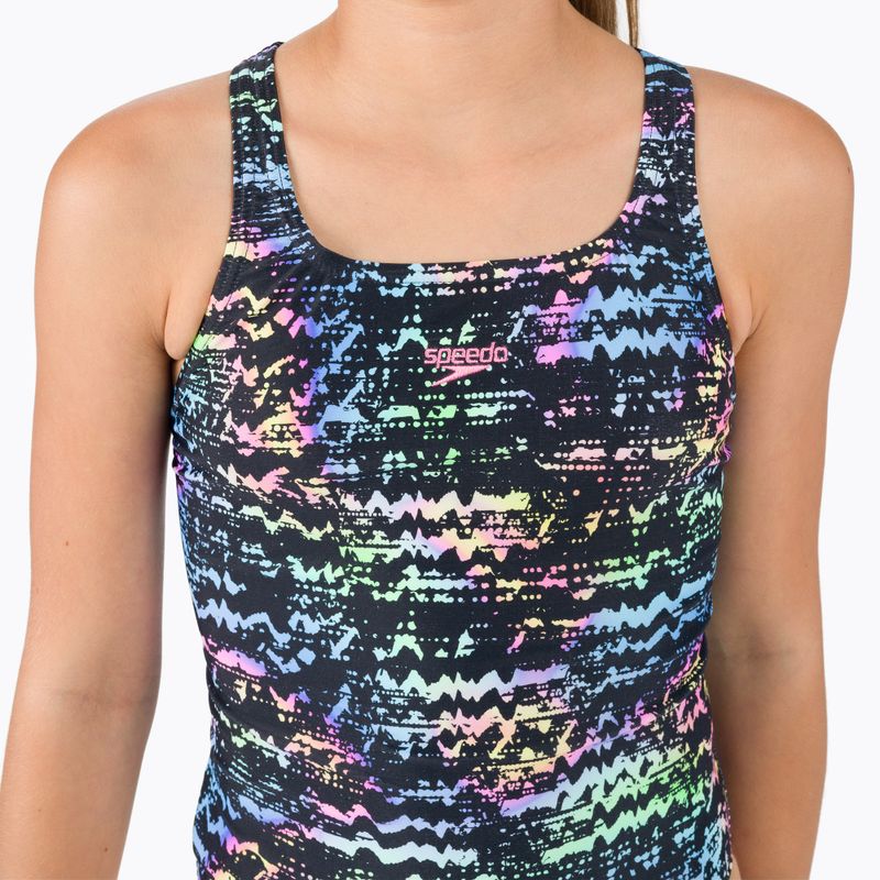 Speedo Allover Medalist wave nero/lapis/neon fire - costume intero da bambino 4