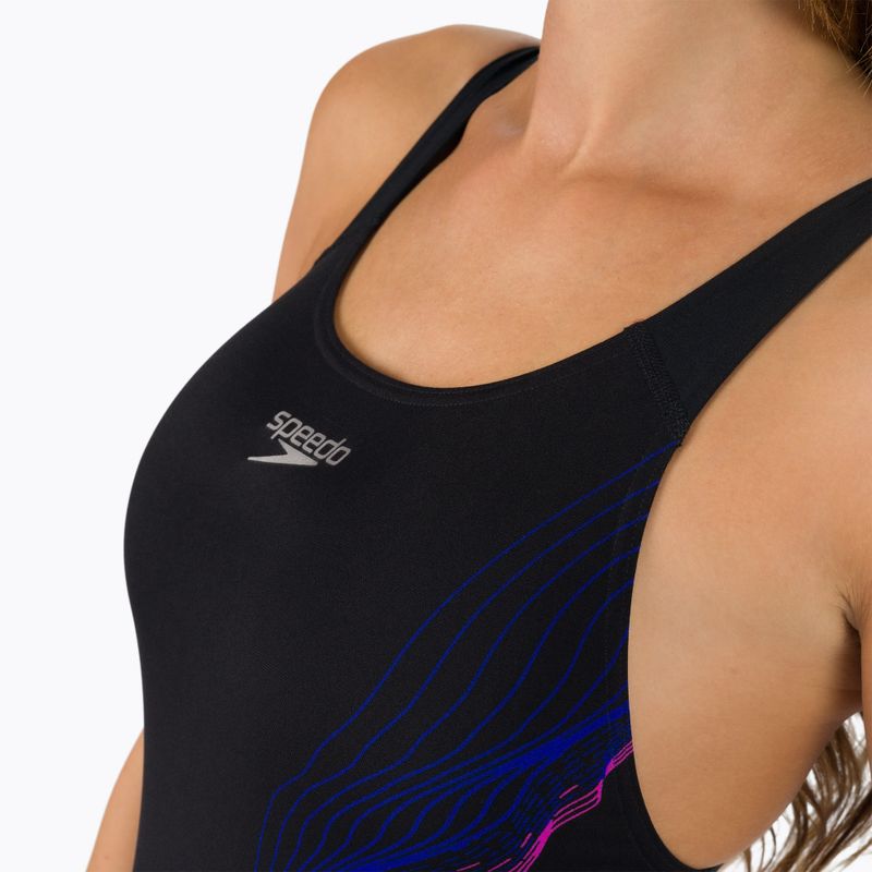 Speedo Placement Recordbreaker costume intero da donna nero/blu/neonorchidea 12