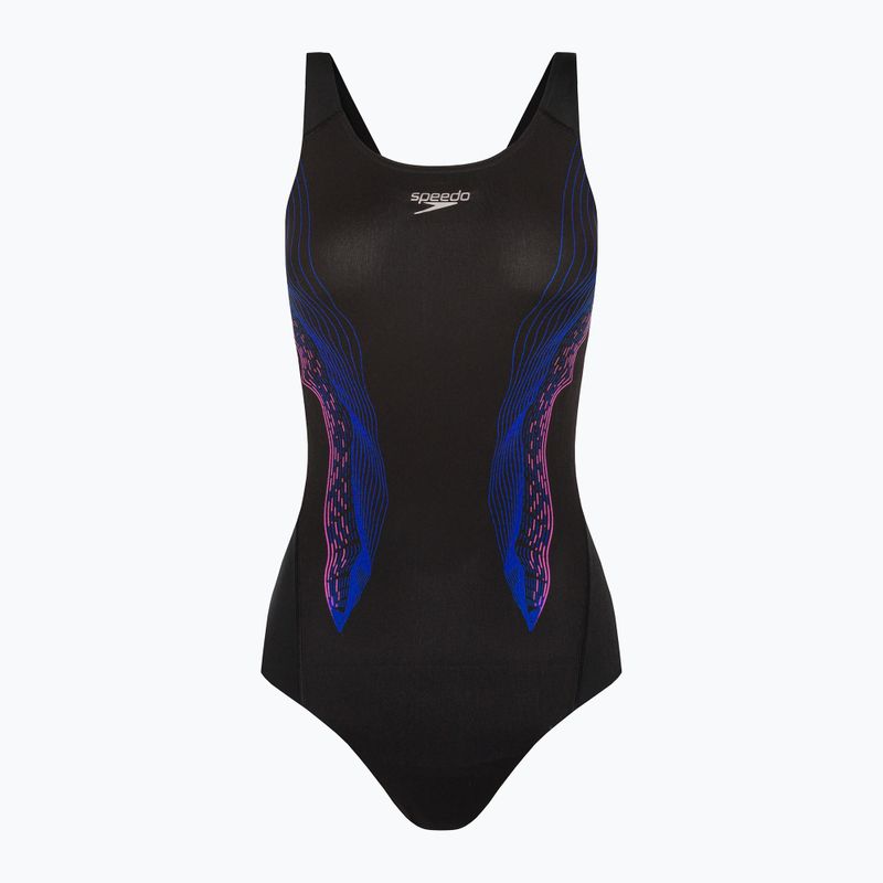 Speedo Placement Recordbreaker costume intero da donna nero/blu/neonorchidea