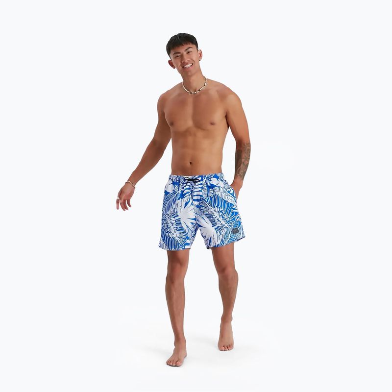 Speedo Printed Leisure 16" da uomo, pantaloncini da bagno blu fiammante/bianco 2