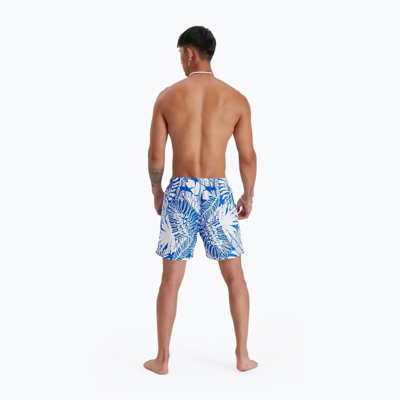 Speedo Printed Leisure 16" da uomo, pantaloncini da bagno blu fiammante/bianco 3