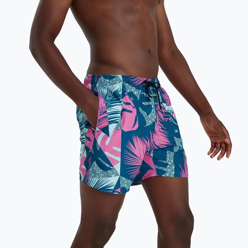 Speedo Printed Leisure 16" da uomo, pantaloncini da bagno petrolio scuro/pesce/rosa 2