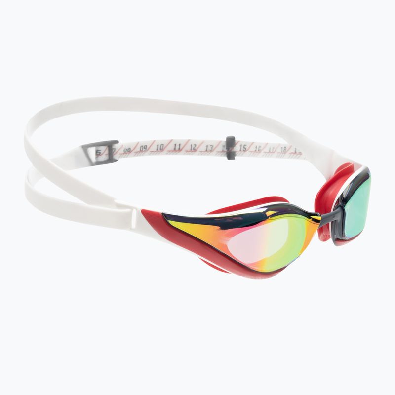 Occhialini da nuoto Speedo Fastskin Pure Focus Mirror bianco/rosso fenice/antracite USA