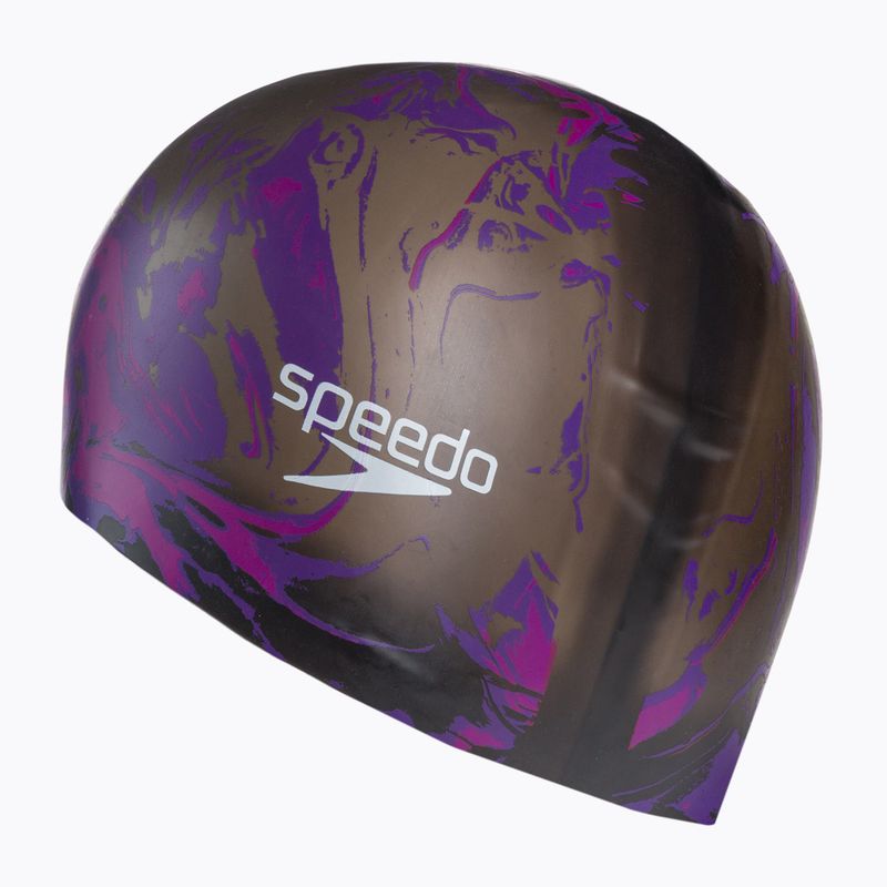 Speedo Cuffia da bagno a pelo lungo stampata nero/diva/viola reale 2