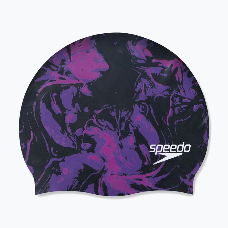 Speedo Cuffia da bagno a pelo lungo stampata nero/diva/viola reale 5