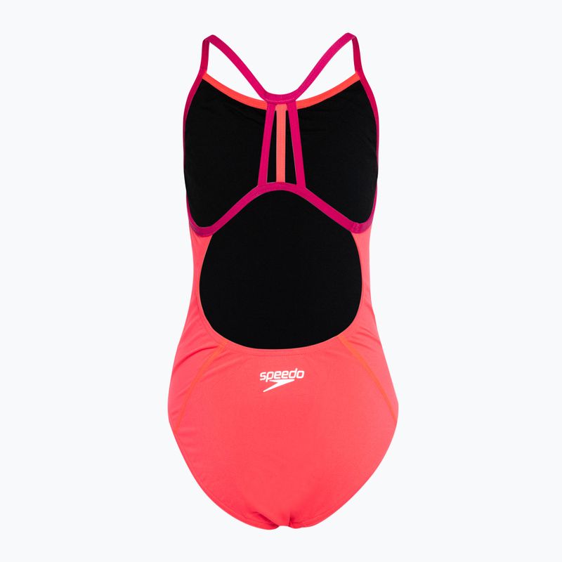 Speedo Lane Line Back Solid phoenix rosso/magenta costume intero per bambini 2
