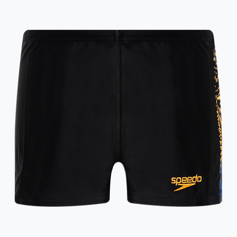 Speedo Plastisol Placement, costume da bagno per bambini nero/papaya punch/blu flame