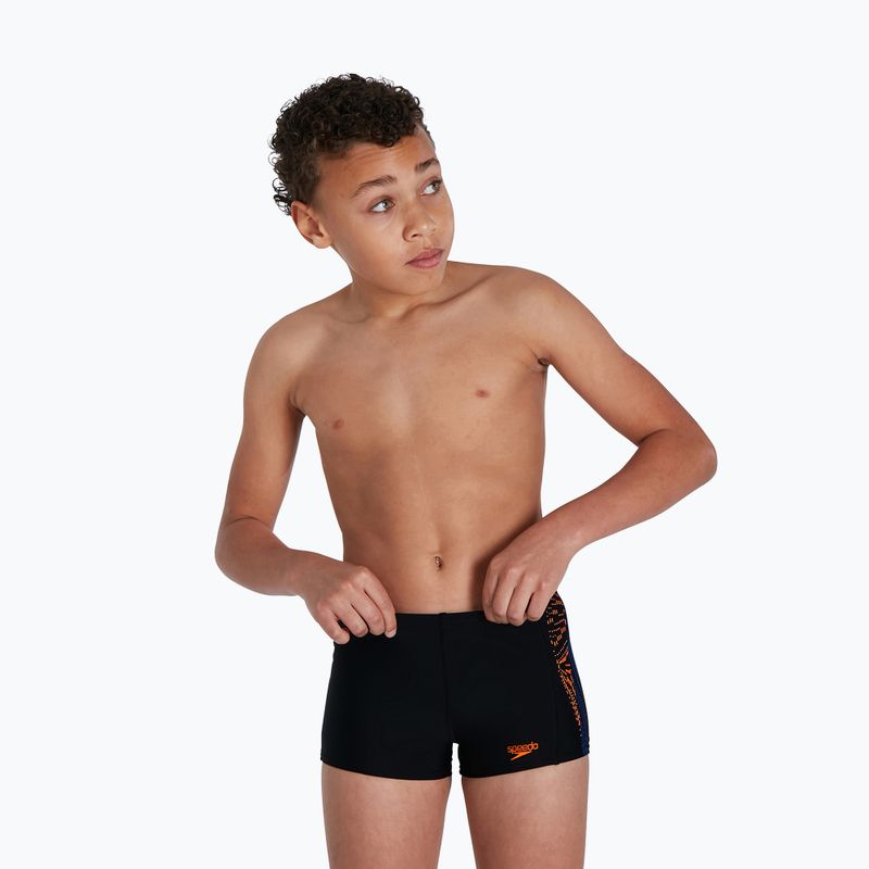 Speedo Plastisol Placement, costume da bagno per bambini nero/papaya punch/blu flame 5