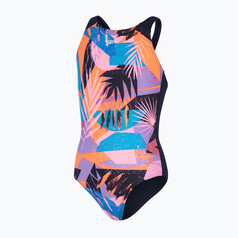 Costume intero Speedo Allover Pulseback bambino true navy/siren red/lilac 5