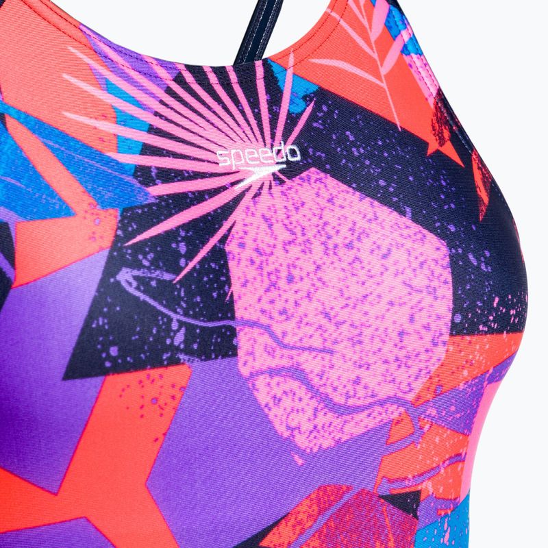 Costume intero Speedo Allover Pulseback bambino true navy/siren red/lilac 3