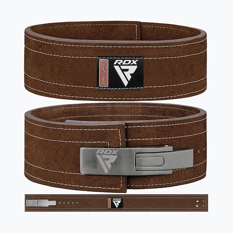 RDX Pro Liver Buckle Lth cintura di sollevamento pesi marrone