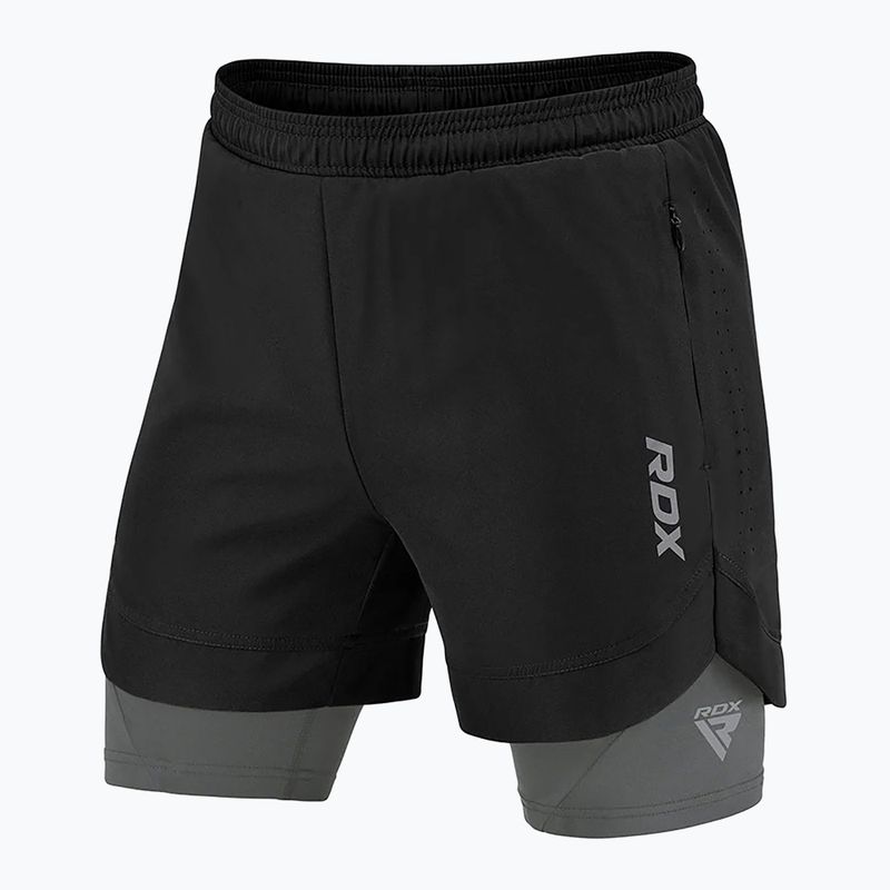 Pantaloncini da allenamento RDX T16 nero/grigio