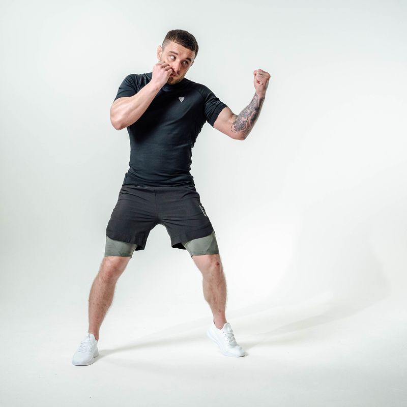 Pantaloncini da allenamento RDX T16 black/grey 10