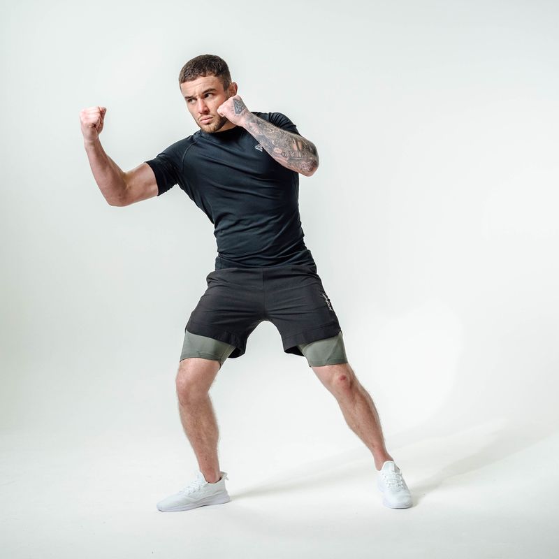 Pantaloncini da allenamento RDX T16 black/grey 12