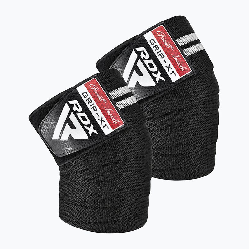 RDX KR11 Gym Knee Wrap protezioni per ginocchia nero/bianco